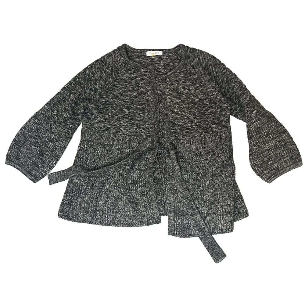 Calvin Klein Wool Blend Open‎ Knit Grey Cardigan Women’s PM